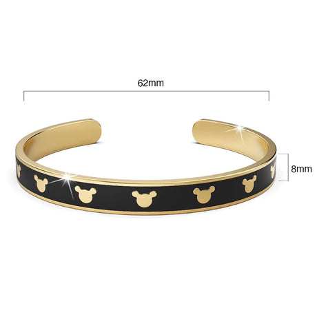 Bullion Gold Mickey Mini Enamel Cuff Bangle Black Gold