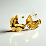 Bullion Gold Texture Tiny C-Hoop Earrings in Gold