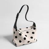 Polka Dot Canvas Hobo Bag - Ivory