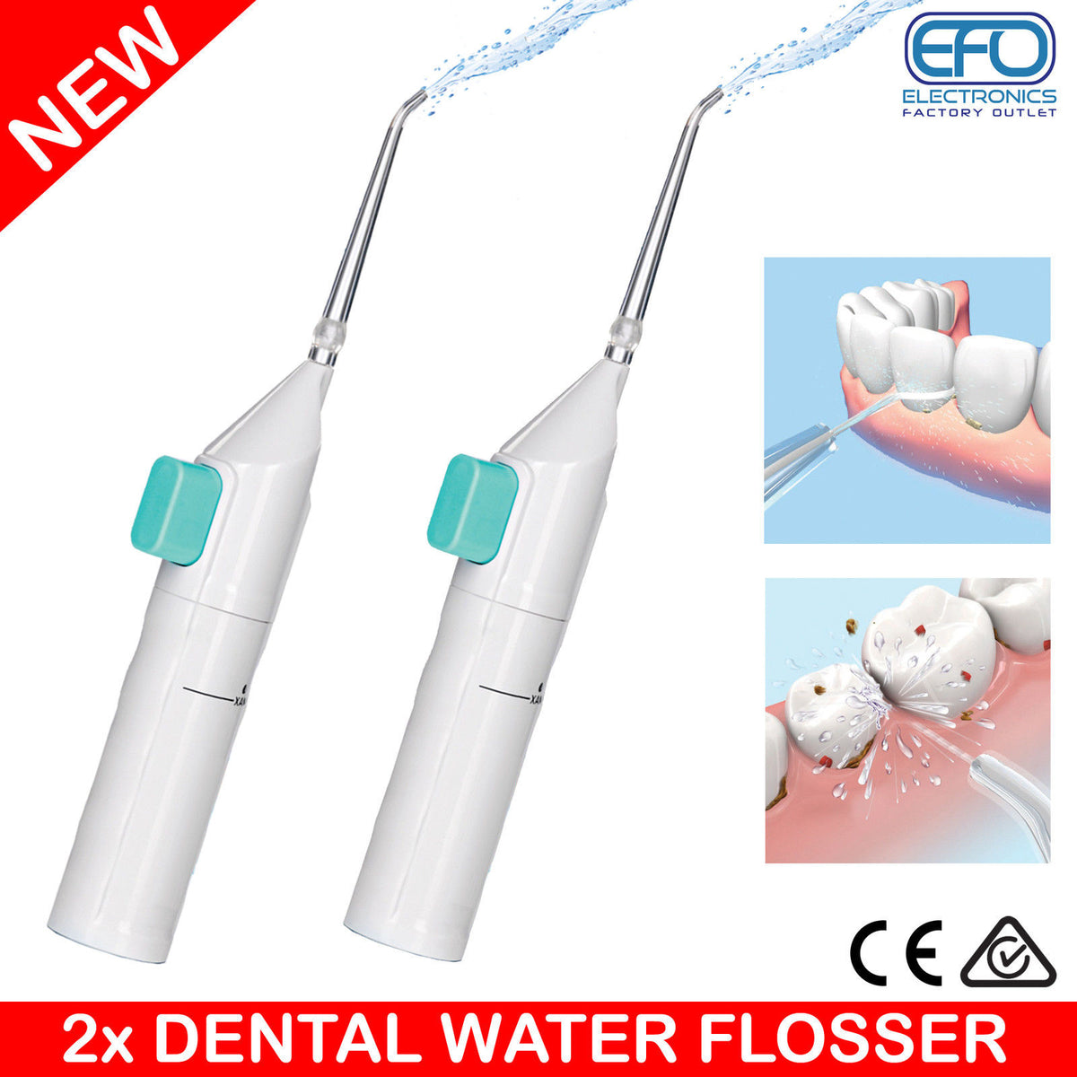 2X Water Dental Jet Pick Flosser 30 Psi Oral Irrigator Teeth Cleaner Braces