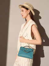 Monroe Colorblock Leather Satchel - Blue