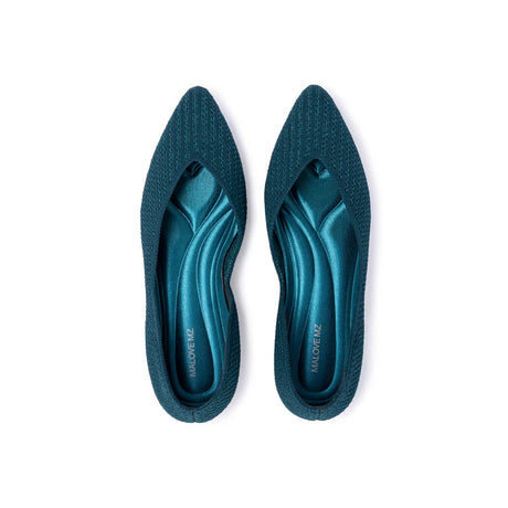 Pointed Toe Knit Ballet Flats - Peacock