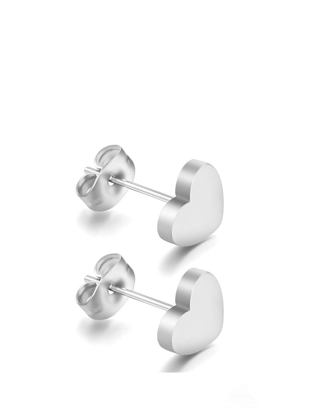 Liv Oliver 18K White Gold Heart Stud Earrings