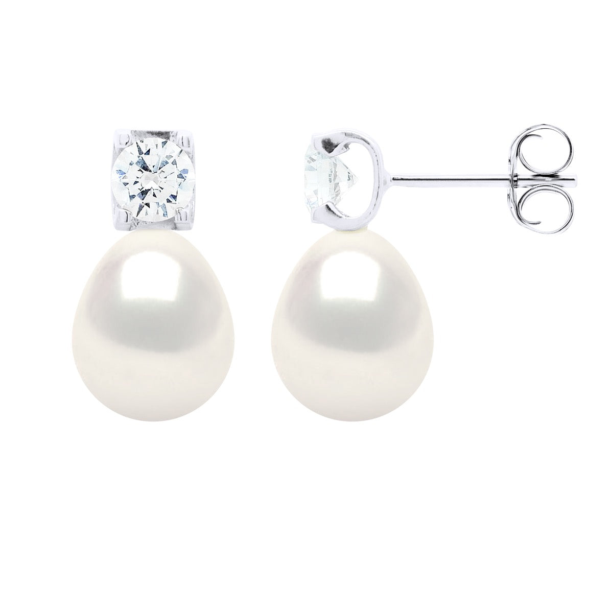 Earrings "Solitaire" Cubic Zirconia Diameter 4,50 mm - Natural White - Longueur 18 cm