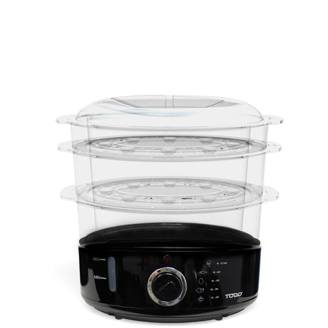 TODO 9L Steam Cooker Steamer 3 Tray 800W Power Dial Timer Healthy Stackable
