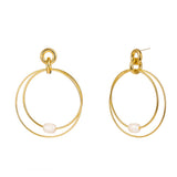 Liv Oliver 18K Gold Statement Pearl Circular Earrings
