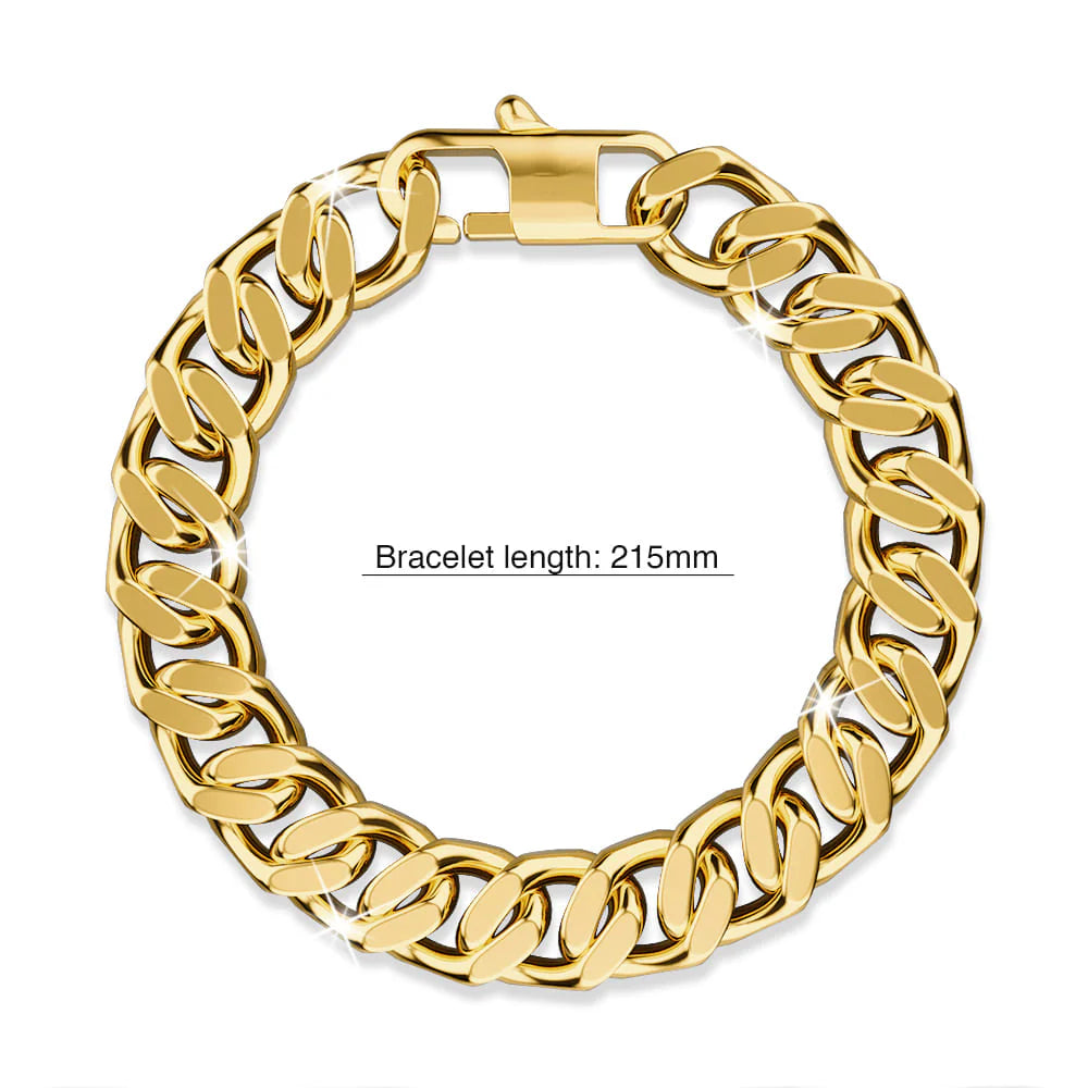 Bullion Gold Muse Cuban Gold Layered Stainless Steel Chain Bracelet
