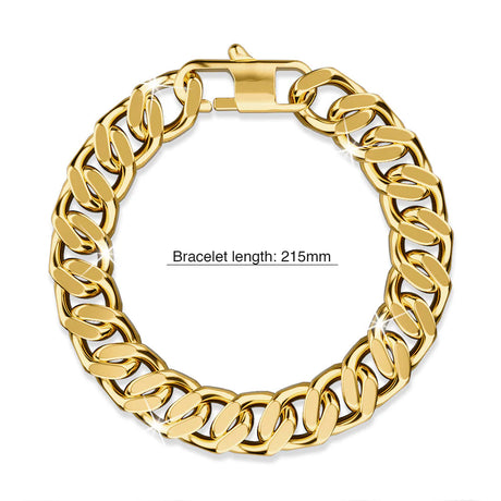 Bullion Gold Muse Cuban Gold Layered Stainless Steel Chain Bracelet