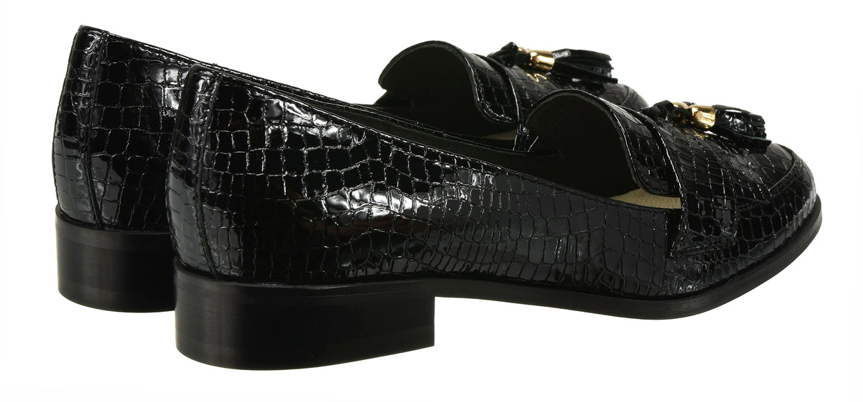 Bosccolo Womens Moccasin - Black Croco
