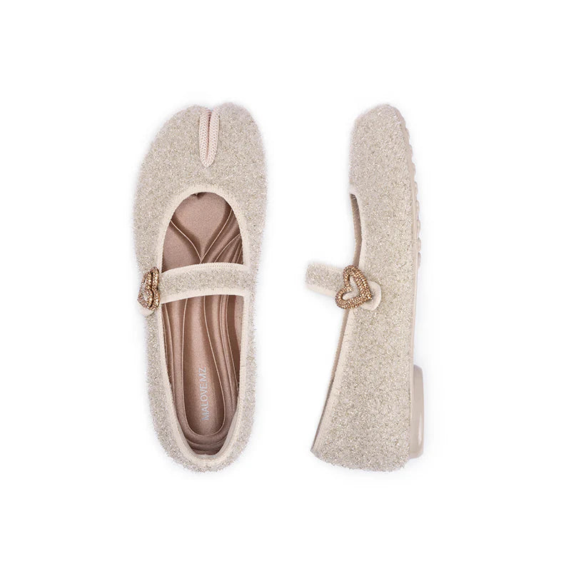 Oriental Split Toe Mary Jane Flats - Ivory