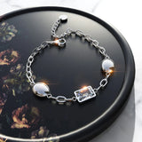 Krystal Couture Oval Square Zirconia Bling Bracelet in White Gold