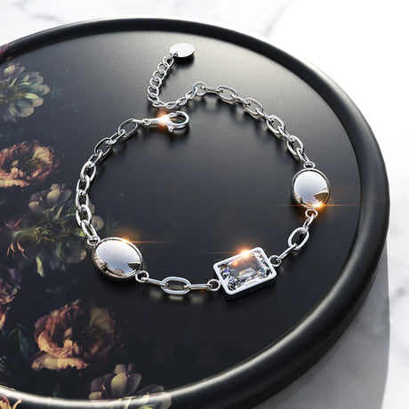 Krystal Couture Oval Square Zirconia Bling Bracelet in White Gold