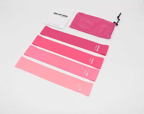 Exercise Pilates Yoga Loop Resistance Band Workout Physio Stretch Aerobics 4 Set - Pink