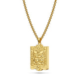 Bullion Gold Engraved Shield Photo Locket Necklace