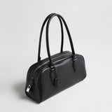 Pebbled Leather Bowling Bag with Padlock Detail - Black