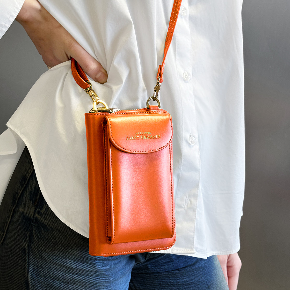LONDON - Wallet Smartphone Crossbody Bag - ORANGE