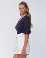 Amelius Frances Three Quarter Puff Sleeve Knit - Purple