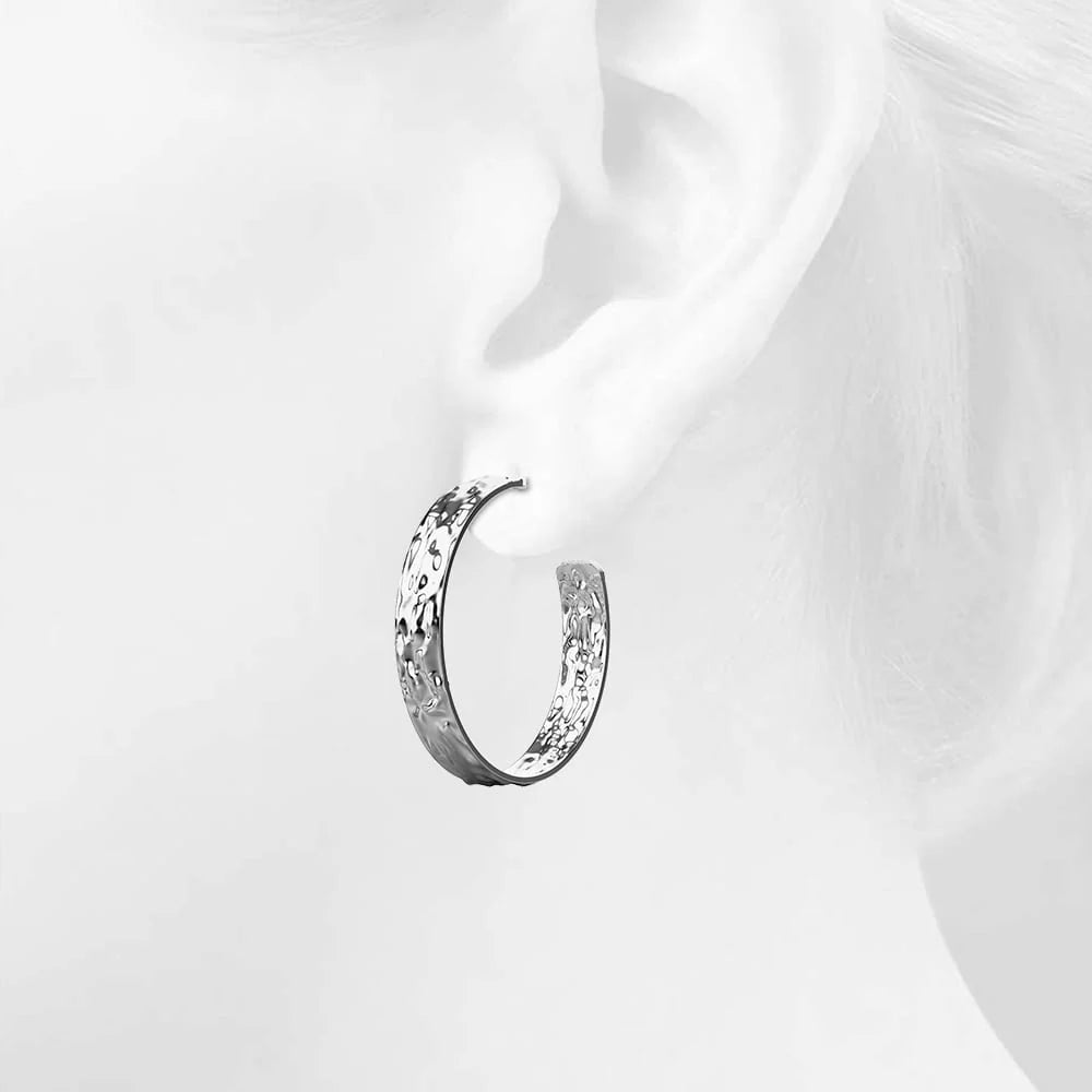 Silver Crooked Hoop Earrings