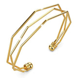 Bullion Gold Three Tiered Hexagon Cuff Bangle in Gold