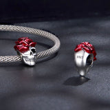 Solid 925 Signature Silver Romeo In Grave Skull Charm