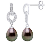Hanging Earrings Real Cultured Tahiti Pearls 8-9 mm - Longueur 42 cm