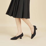 Houndstooth Block Heel Pumps - Black