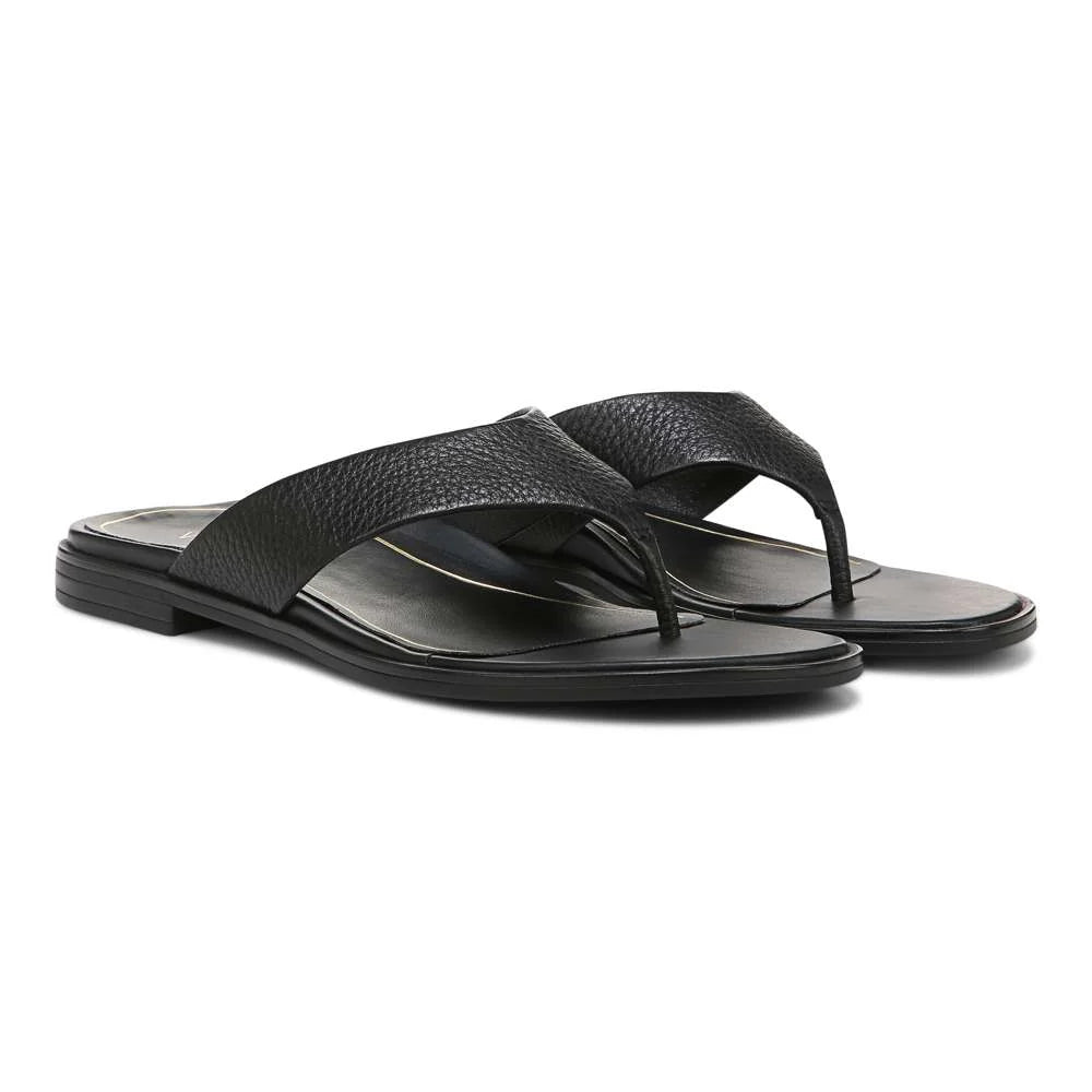 Vionic Agave Toe Post Sandal - Black Leather