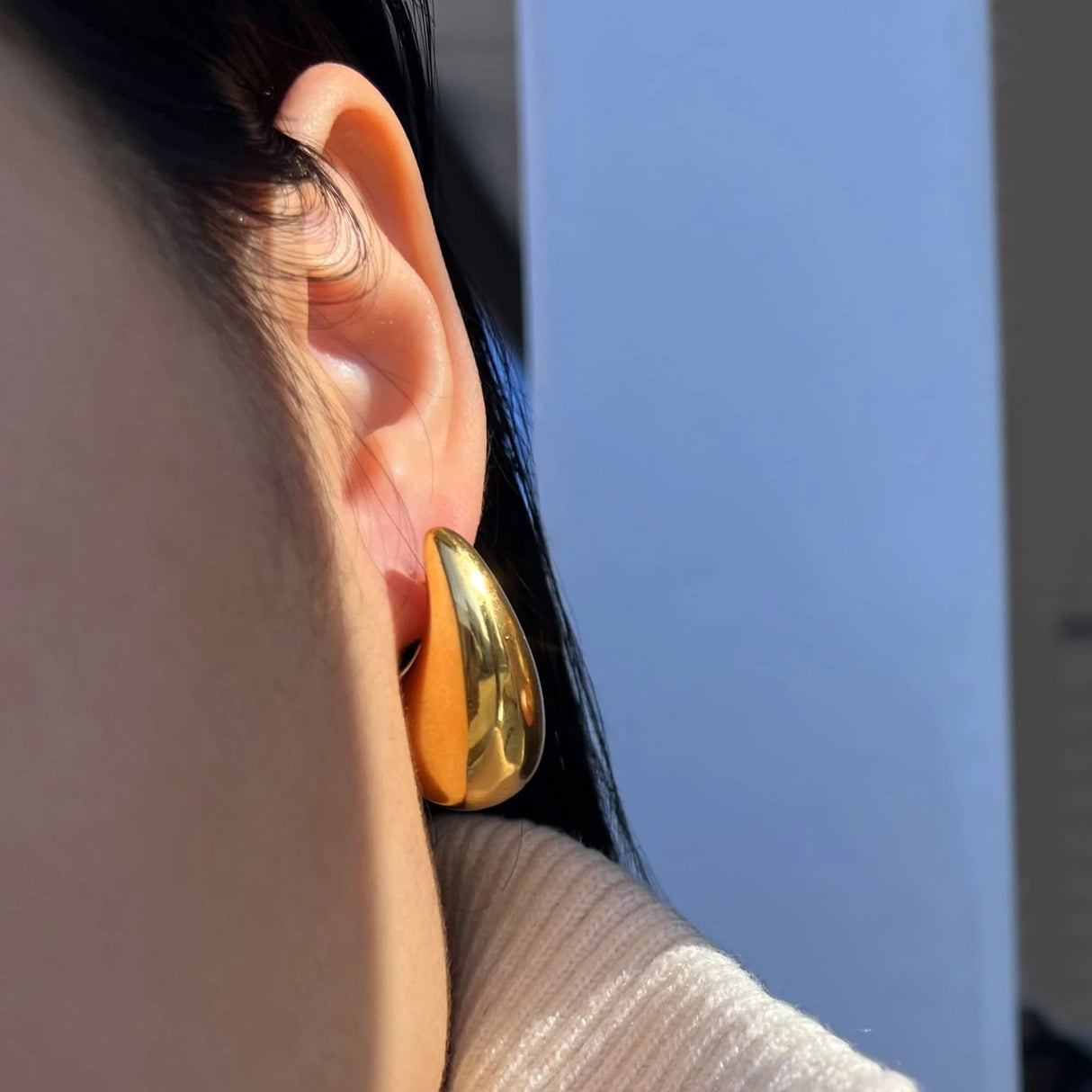 Bullion Gold Raindrop Gold layered Stud Earrings