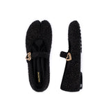 Oriental Split Toe Mary Jane Flats - Black