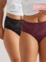 2 Pack Daily Essentials Cotton & Floral Lace Full Brief (465N)