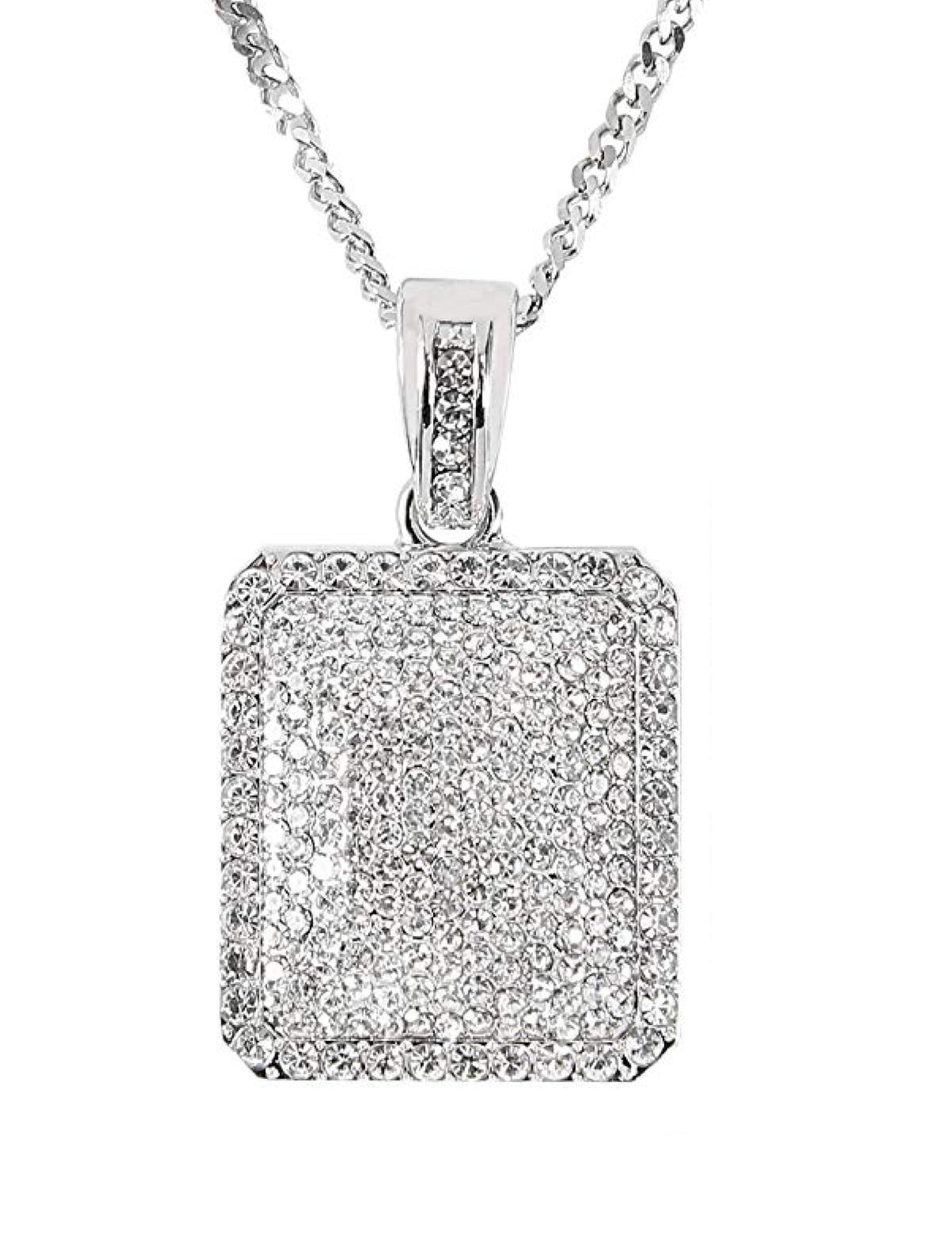 Stephen Oliver Silver Plated Cz Tag Necklace