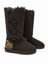Australian Leather Ugg Napa 3Button Leather Leopard - Chocolate - AU4
