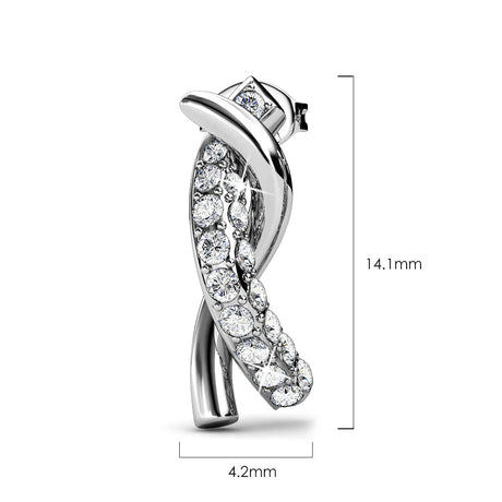 Krystal Couture Intertwined White Gold Stud Earrings Embellished with SWAROVSKI Crystals