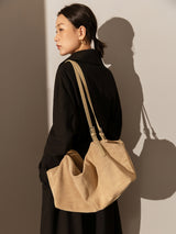 Slouchy Suede Leather Shoulder Bag - Camel