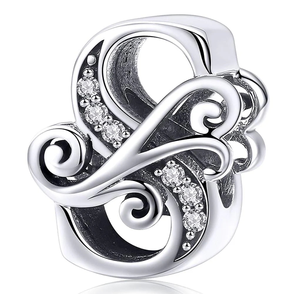Solid 925 Sterling Silver Vintage Inspired Antique Alphabet Charm