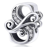 Solid 925 Sterling Silver Vintage Inspired Antique Alphabet Charm
