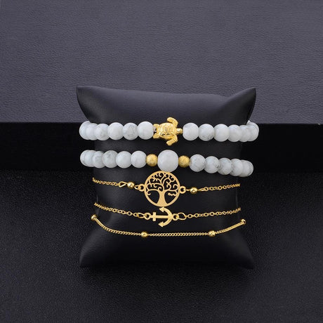 Bohemian 5-Piece Charm Bead Bracelet Set
