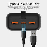 iQuick Power Square Power Bank 30000mAh 22.5W LED Display USB Type-C Type-A - Black