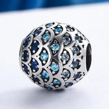 Solid 925 Sterling Silver Blue Mermaid Scale Pandora Inspired Charm