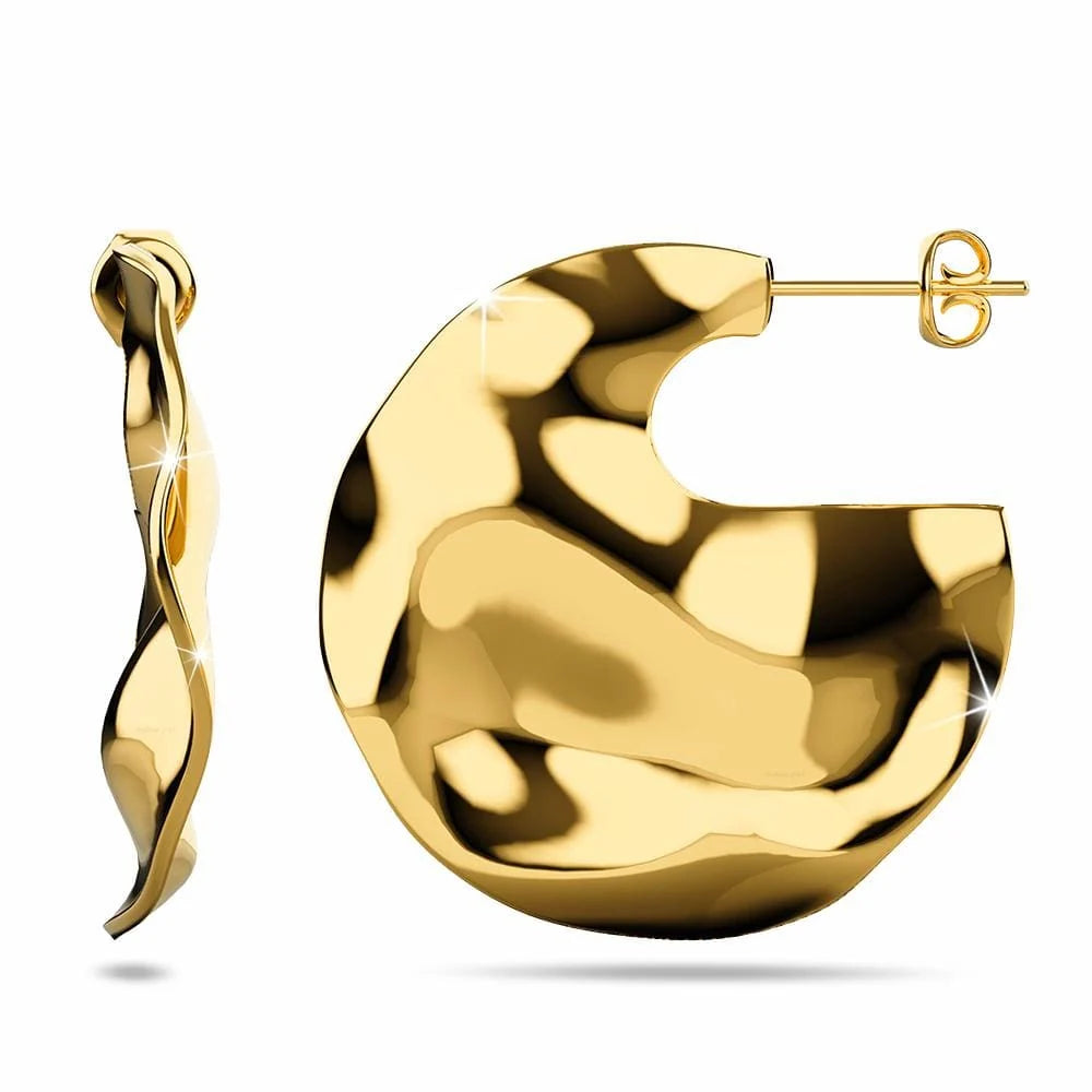 Bullion Gold Textured Flat Earrings in Gold