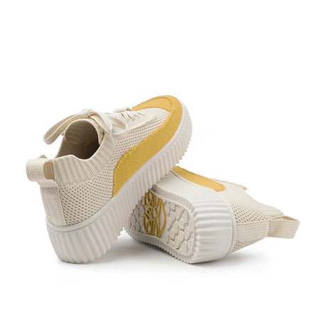 Chunky Platform Knit Sneakers - Yellow