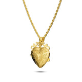 Bullion Gold Floral Heart Photo Locket Necklace