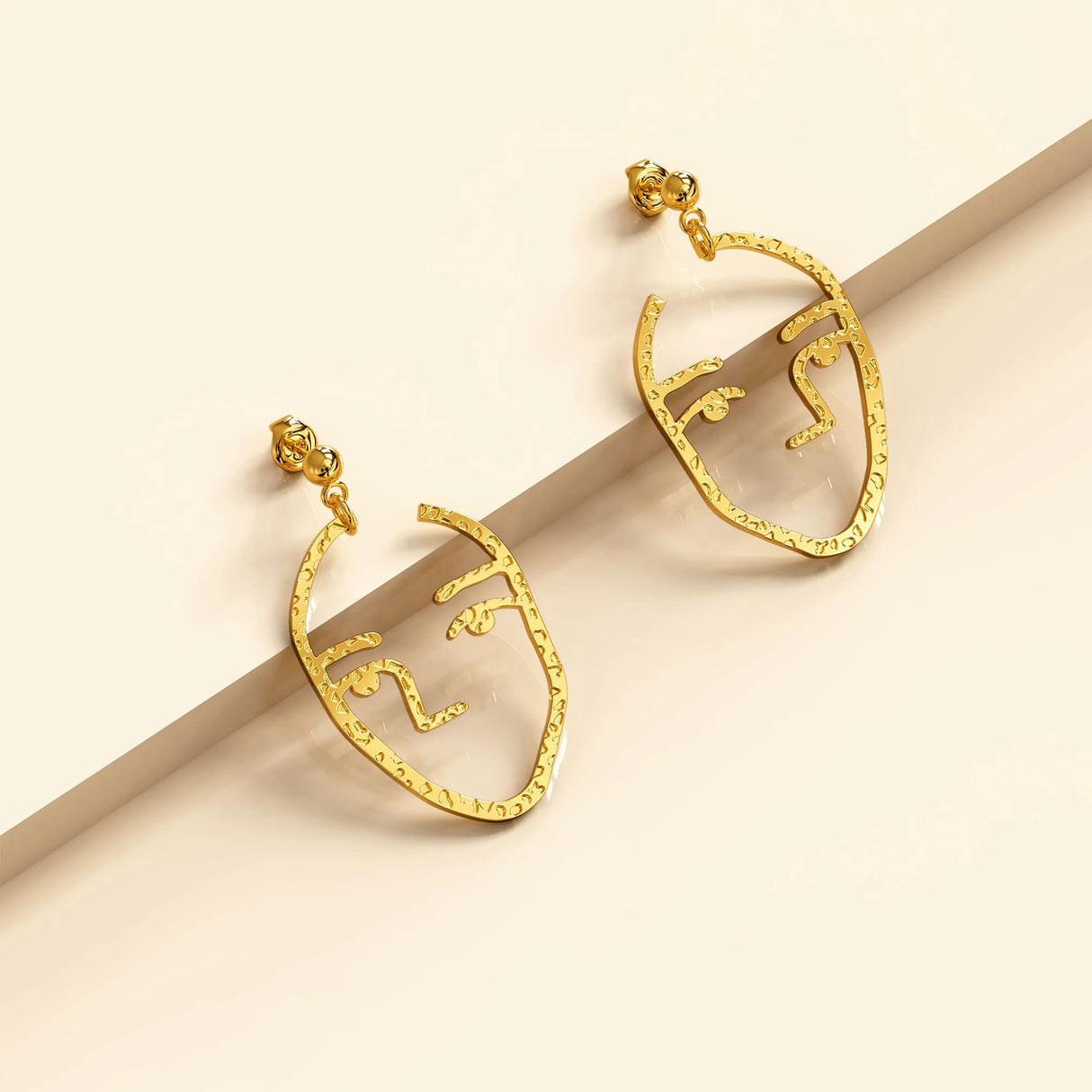 Bullion Gold Double Face Gold Layered Earrings