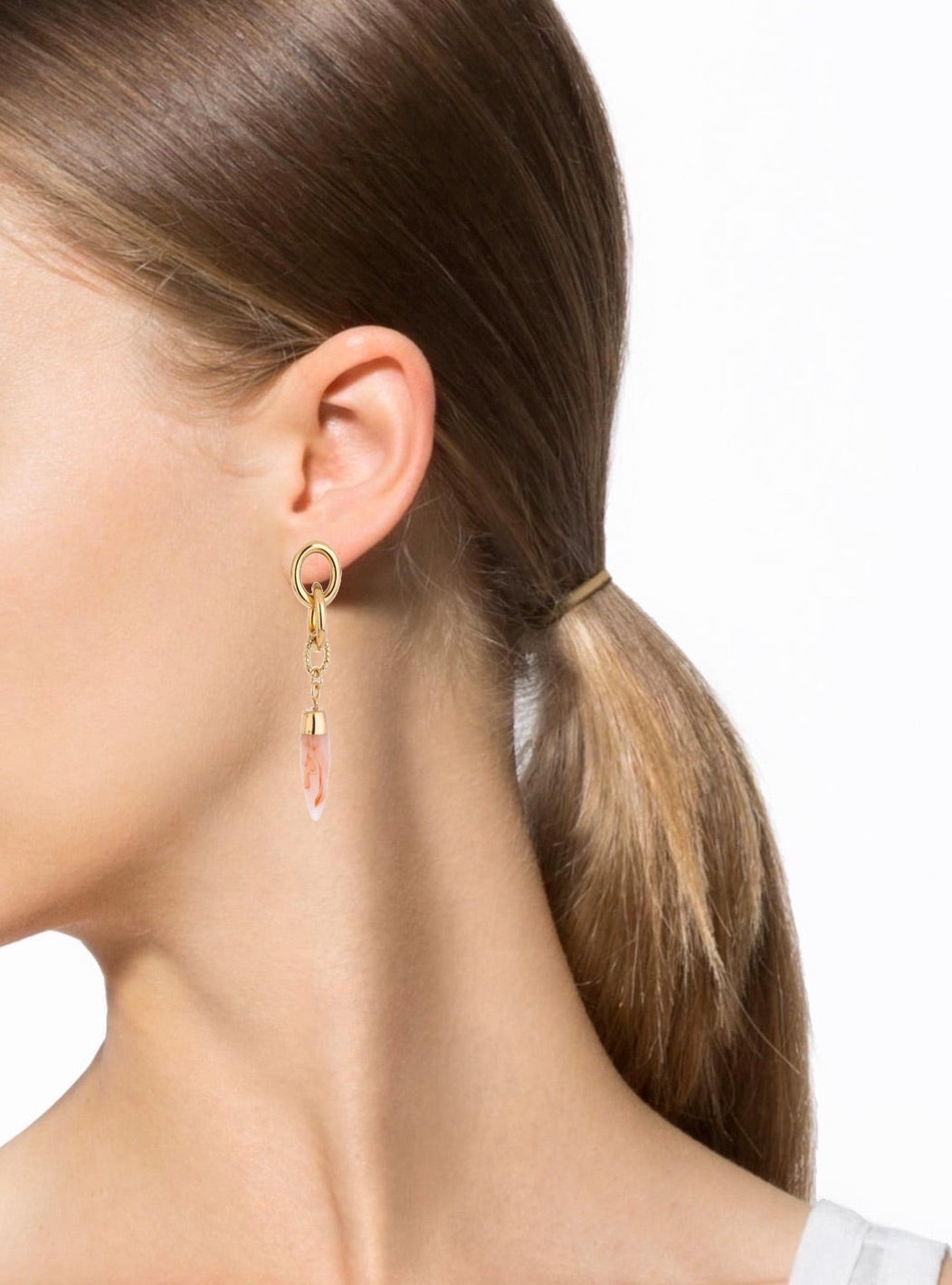 Liv Oliver 18K Plated Coral Drop Earrings