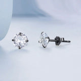 Solid 925 Signature Silver Mary Anne Crystal Stud Earrings In Black Gold