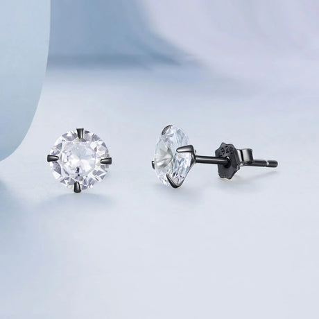 Solid 925 Signature Silver Mary Anne Crystal Stud Earrings In Black Gold