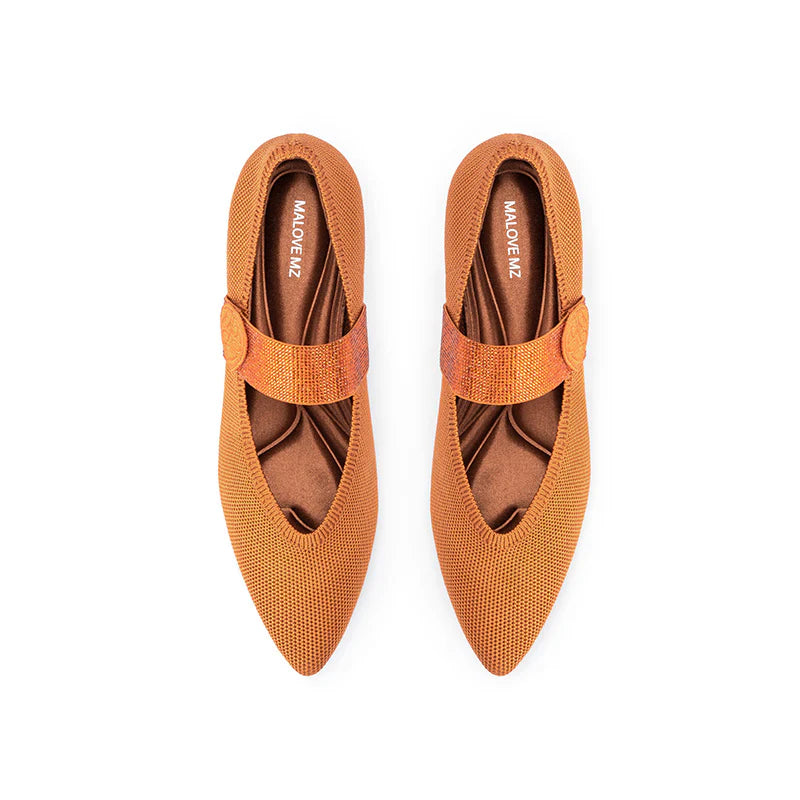Belle Detachable Strap Mary Jane Heels - Orange