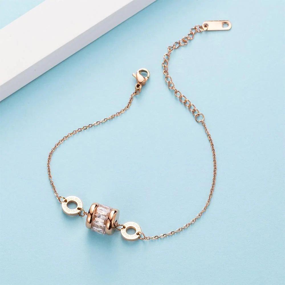 Bullion Gold Minimalist BVLOVED Crystal Charm Bracelet