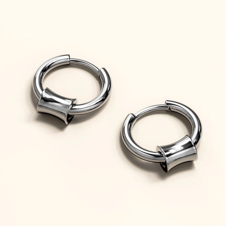 Bullion Gold Round Hoop White Gold Layered Earrings