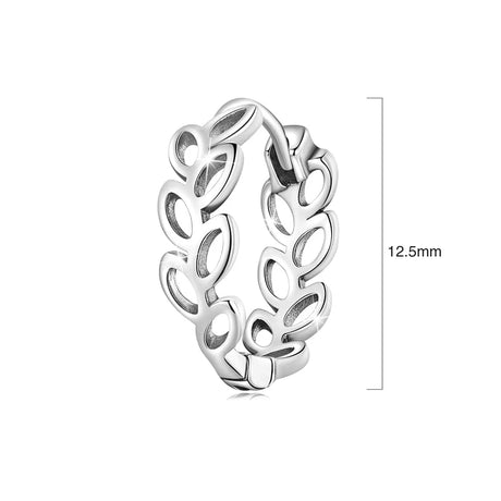 Solid 925 Signature Silver Olive Leaves Arc Earrings